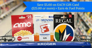 Enter your gift card number and pin below. Save 5 00 On Amc Fandango And Regal Gift Cards Earn 4x Fuel Points At Kroger Kroger Krazy