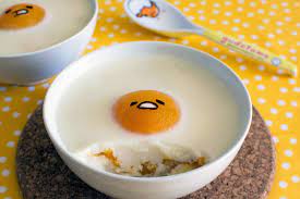 Sift the 1/4 cup of cake flour you have made and baking powder into the egg yolk mixture. Cute Recipe Gudetama Lazy Egg Vanilla Milk Pudding With Apricot Top Dessert Recipe Food Desserts
