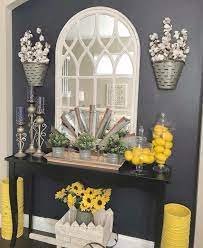 Grey And Yellow Home Decor Ideas Using Sunflowers Entryway Decor Decor Sunflower Living Room