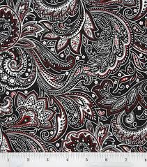 Black And White Paisley Pattern Keepsake Calico Cotton Fabric Paisley Black White Red Calico Fabric Paisley Fabric Paisley