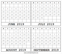 Png Calendar 2019 June July August And September Yearly Calendar Template June 2019 Calendar Calendar