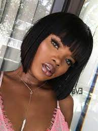 Short Natural Haircuts For Black Women Black Hair With Bangs Pink Lacey Top Hairstyles With Bangs Bob Hairstyles With Bangs Short Hair Styles