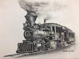 Charcoal Sketch Of A Steam Train For My Grandson Train Drawing Train Sketch Train Art