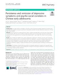 O să râdă toată țara de noi! Pdf Persistence And Remission Of Depressive Symptoms And Psycho Social Correlates In Chinese Early Adolescents