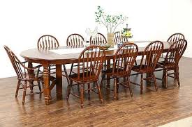 Oak Vintage Dining Set 54 Table 8 Leaves 10 Chairs Richardson Bros Wi Oak Dining Sets Vintage Dining Set Vintage Dining Chairs