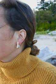 EARRING Acetate Boho for Women, Gold Plated Stud With Acetate Cercle Black  (marble) or Ivory Color. -BO69-