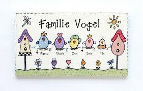 Turschild Familie Namensschild Holz Vogel Huhner Etsy Turschilder Namensschilder Turschild Familie
