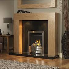 1 Silver Gas Fire Gas Black Granite Fireplace Oak Mantle Light Wood Surround Sale Oak Fire Surround Oak Fireplace Fireplace Suites