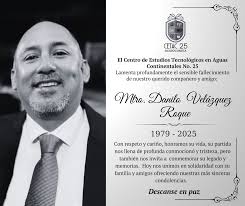 Con profunda pena anunciamos el sensible fallecimiento de nuestro compañero  Ing. Danilo Velázquez Roque Maestro de este plantel. Deseamos a su Familia  Fortaleza en tan irreparable perdida. El duelo se recibe en