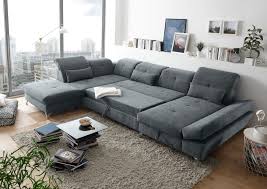 Details Zu Couch Melfi Sofa Schlafcouch Wohnlandschaft Schlaffunktion Grau Dunkel U Form