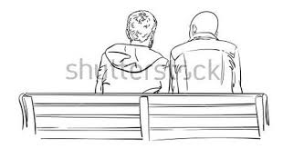 Sketch Of Two Men Sit On Bench View From Behind Hand Drawn Vector Illustration Isolated On W Hand Drawn Vector Illustrations Drawing People How To Draw Hands