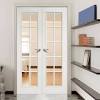 Modern clean and minimalist door design true flush glazed glass panel for true modern look from the exterior side of the door the look is modern smooth skin fiberglass double doors with slim horizontal glass panels. 1