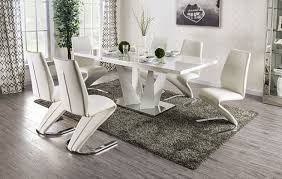 A wicker table set with a glass table top, for example, adds a little transitional charm to the room, while a counter height table with elevated stools is perfect for casual dining. Foa3742t 7pc 7 Pc Latitude Run Grahame Zain White High Gloss Finish Wood Dining Table Set