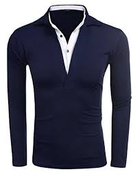 Coofandy Mens Polo Shirts Casual Slim Fit V Neck Long