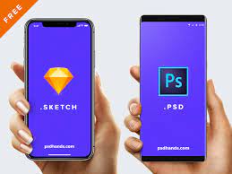 Android phone mockups are indispensible for all mobile app designers and developers. Hand With Iphone X 8 Android Mockup Psd Sketch Mockup Hunt