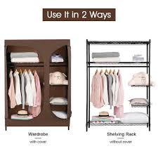 Maybe you would like to learn more about one of these? Langria Heavy Duty 420lbs Wire Shelving Garment Rack Clothes Closet Wardrobe Storage Organizer With Brown Cloth Cover Overstock 22813965
