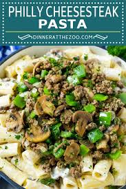 It uses ground beef and mushroom soup! Philly Cheesesteak Pasta Dinner At The Zoo