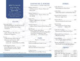 Menu For Chart Room In Kodiak Alaska Usa