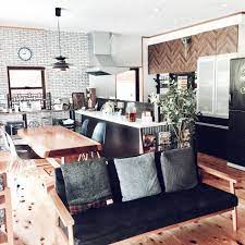 部屋全体 路地裏インテリア ジミーズ 一枚板テーブル ヘリンボーン などのインテリア実例 2016 10 01 09 13 39 roomclip ルームクリップ インテリア 一枚板 テーブル 部屋 インテリア