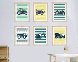 affiche enfant poster tracteur ferme camion grue chantier decoration murale chambre garcon bebe rayure jaune vert gris gallery wall frame diy imprimer des pages de coloriage ninjago gratuitement