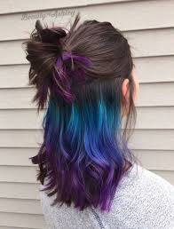 Green Blue Purple Ombre Under Later Hair Dye Underlights Hair Hidden Hair Color Hair Styles