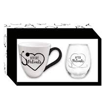 Set of 4 stemless wine glasses, each holds 15 ounces. Cypress Home Ceramic Cup And Stemless Wine Gift Set For Medical Professionals Before Patients After Patients Coffee Mug And Wine Glass Walmart Com Walmart Com
