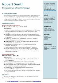 Professional Mover Resume Samples Qwikresume