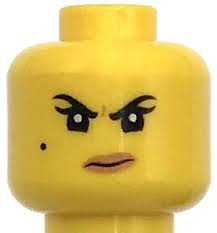 Lego New Yellow Minifigure Head Dual Sided Female Black Eyebrows Beauty  Mark