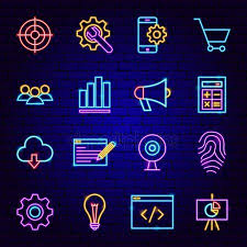Website Development Neon Icons Stock Illustration In 2020 Wallpaper Iphone Neon Cool Neon Signs Neon