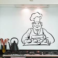 New Chef Buns Baking Vinyl Wall Decal Creative Man Chef Bakery Server Mural Art Wall Sticker Bakery Shop Kitc Vinyl Sticker Design Vinyl Wall Decals Mural Art