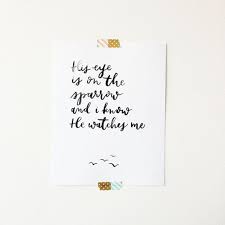 His Eye Is On The Sparrow Print Brush Lettering Ink Print 8x10 Hymn Print Print Brush Lettering