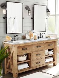 Wood And Metal Accents I Like The Lighting And Vanity Darker Countertop For Vanity Rustic Master Bathroom Farmhouse Master Bathroom Bathroom Remodel Master