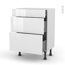 Meuble De Cuisine Bas Bora Blanc 3 Tiroirs L60 X H70 X P37 Cm Oskab Meuble Cuisine Tiroir Cuisine Caisson Cuisine