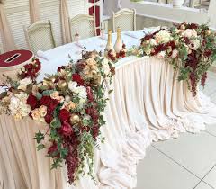 Ivory Linen Marsala And Ivory Flowers Sweetheart Table Decor Champaigne Sequ Wedding Table Decorations Pink Wedding Table Backdrop Ideas Wedding Table Linens