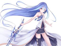 She has a great interest in romance and classical music. Hd Wallpaper Anime Anime Girls Blue Hair Long Hair Original Characters Sword Wallpaper Flare