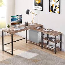 Amazon Com Bon Augure L Shaped Corner Desk Wood And Metal Computer Desk With Storage Shelf Indus Corner Computer Desk Metal Office Desk L Shaped Corner Desk