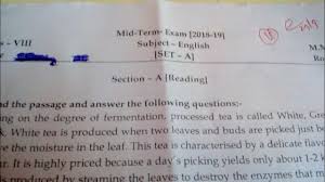 Class 8 English Mid Term Exam 2018 19 Or Half Yearly Exam Question Paper Youtube