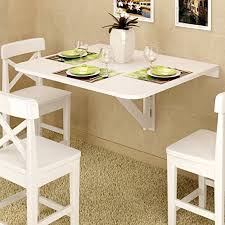 Large Wall Mount Drop Leaf Folding Table White Solid Wood 36 X 30 Inches Small Kitchen Tables Space Saving Dining Table Small Dining Table