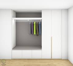 Bei halboffenen varianten sind oft mehrere kleiderhaken sowie einige regalfächer frei zugänglich,. Aktueller Garderobenschrank Entwurf Grauer Ruckwand Massivholz Griff Garderobenschrank Garderobe Schrank Einbauschrank Garderobe