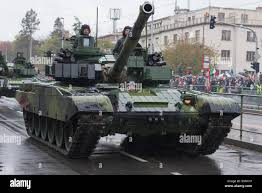 European street, Prague-October 28, 2018: Soldiers of Czech Army are riding  main battle tank T-24M4 CZ on military parade on October 28, 2018 in Pragu  Stock Photo - Alamy