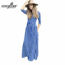 Soft Stretchy Striped Maxi Dresses With Pockets Us Sizes