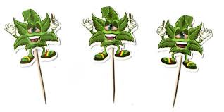 Baked Pot Leaf Cupcake Toppers- Double Sided-cupcake Toppers- Cannabis-  Weed- Blaze- Stoner Party