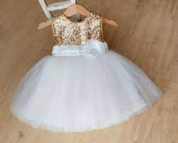 Big girls polo dress $49.50. Flower Girl Dress Gold And Ivory White Gold Sequin Tutu Etsy