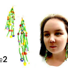 Daisy Chain Earrings,Flower Dangle Earrings,Red White Green Blue Floral  Earrings,Spring earrings,Boho Flower Power Earrings,Spring Earrings