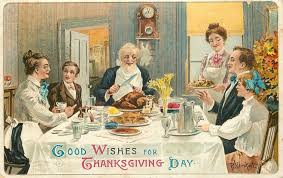 Thanksgiving Family Around Dinner Table Grandpa Carves Turkey Emboss R Veenfliet