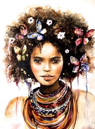 Afrocentric art, cultural art print, women of color art, modern feminine  art, vibrant color portrait, empowered women art, boho decor.