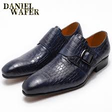 حذاء جلد بدون أربطة من جلد التمساح للرجال ، حذاء موكاسين عالي الجودة  باللونين الأزرق والأسود ، حذاء موكاسين غير رسمي | Men's Casual Shoes | Naoko