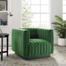 From classic wingback chairs to leather club a mid century wingback chair pairs great with sofas & sectionals to make a design statement in your living room. Conjure Accent Chair Emerald Green Performance Velvet By Modway