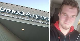 Kim fast på Umeå flygplats