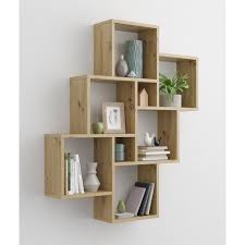 Cadre:panneau de particules, bord en dessous:panneau de fibres de bois. Laurio 2 Etagere Murale 6 Compartiments 81 5 X 94 5 X 16 Cm Panneau Melamine Decor Artisan Chene En 2020 Decoration Murale Salle A Manger Parement Mural Etageres Murales